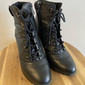 Antonio Melani Black Lace-Up Ankle Boots  size 6.5